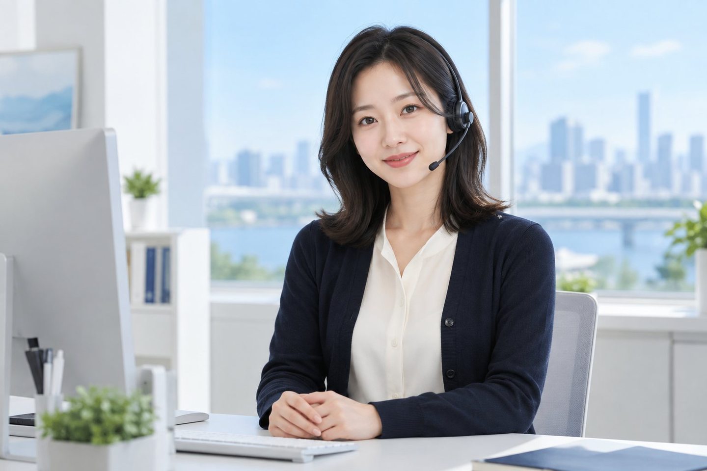노트북 앞에서 안내 자료를 준비하는 여성 — PG결제 웨딩 카드결제 상담잔금은 크게 들어오는데 송금 날이 늘 먼저 오시나요? 연락 주시면 그 틈부터 같이 메워 드립니다.