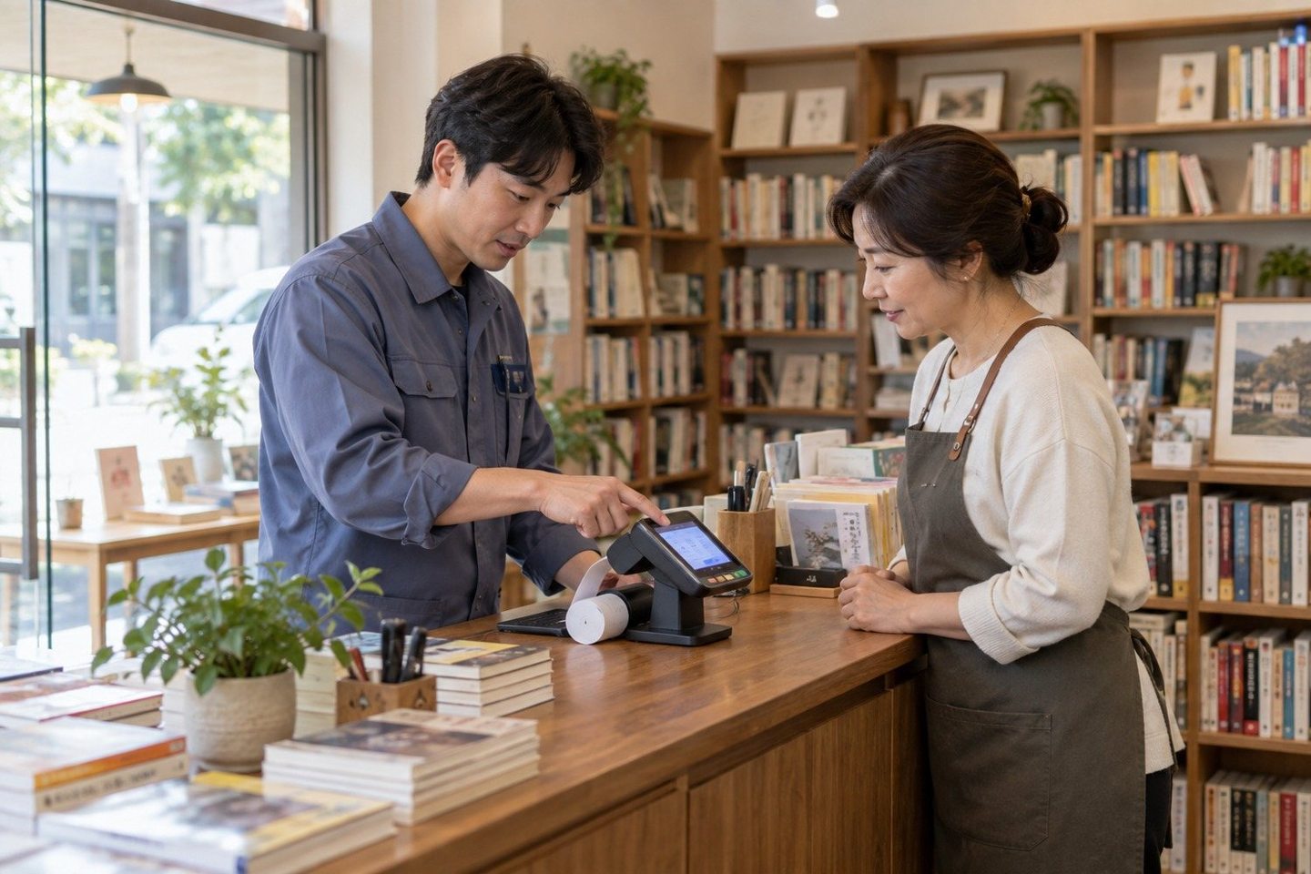 매장 계산대에서 고객의 카드결제를 받는 운영자 — PG결제 웨딩 카드결제 협력사 대금드레스샵 송금 날인데 잔금이 아직 안 들어왔나요? 연락 주시면 지급일에 맞춰 입금 흐름을 짜 드립니다.